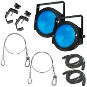 American DJ (2) Dotz Par LED Color-Mixing Lights w/ Clamps, Harness & DMX Cables