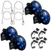 American DJ (4) Vertigo Hex LED Moonflower Effect Fixtures w/ Clamps & Harnesses