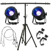 American DJ (2) UV COB Cannon Ultraviolet Wash Package w/ Tripod Stand & Clamps