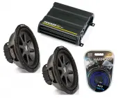 Kicker 43CVR122 12" Series Sub 400W RMS 2 Ohm Sub, Kicker 46CXA8001 Class D Amp Mono 1600W P...