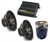 Kicker 43CVR102 10" CompVR CVR10 Series 400W RMS 2 Ohm Sub, Kicker 46CXA8001 Class D Amp Mon...