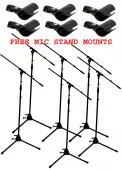 (6) Pro Audio DJ Tripod Adjustable Height Boom Mic Microphone Stands & (6) Free Mic Mounts