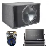 Harmony HA-RS15 Car Audio Loaded 15" Vented 900W Sub Box & Kicker 43CXA6001 Amp