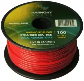 Harmony Audio HA-PW18RED Primary Single Conductor 18 Gauge Red Power or Ground Wire Roll 100 Feet...