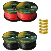 Harmony Audio Primary Single Conductor 12 Gauge Power or Ground Wire - 4 Rolls - 400 Feet - Red &...