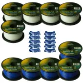 Harmony Audio Primary Single Conductor 18 Gauge Power or Ground Wire - 10 Rolls - 1000 Feet - White & Blue for Car Audio / Trailer / Model Train / Remote