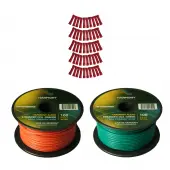 Harmony Audio Primary Single Conductor 18 Gauge Power or Ground Wire - 2 Rolls - 200 Feet - Green & Orange for Car Audio / Trailer / Model Train / Remote