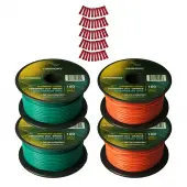 Harmony Audio Primary Single Conductor 18 Gauge Power or Ground Wire - 4 Rolls - 400 Feet - Green & Orange for Car Audio / Trailer / Model Train / Remote