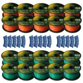 Harmony Audio Primary Single Conductor 18 Gauge Power or Ground Wire - 20 Rolls - 2000 Feet - Green & Orange for Car Audio / Trailer / Model Train / Remote
