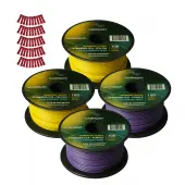 Harmony Audio Primary Single Conductor 18 Gauge Power or Ground Wire - 4 Rolls - 400 Feet - Yello...