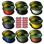 Harmony Audio Primary Single Conductor 18 Gauge Power or Ground Wire - 18 Rolls - 1800 Feet - 6 Color Mix for Car Audio / Trailer / Model Train / Remote