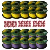Harmony Audio Primary Single Conductor 18 Gauge Power or Ground Wire - 20 Rolls - 2000 Feet - Yellow & Purple for Car Audio / Trailer / Model Train / Remote