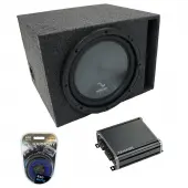 Universal Car Stereo Vented Port Single 12" Harmony Audio R124 Sub Box & CXA400.1