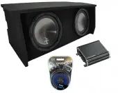 2007-UP Jeep Wrangler 2 Door Dual 12" Harmony HA-R124 Loaded Sub Box Bundle with Kicker CXA3...