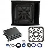 Kicker L7S12 Sub Ported Box with 46CXA8001 Amp, Charcoal LED Grill & Install Kit