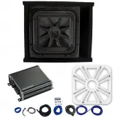 Kicker L7S12 Sub Ported Box with 46CXA8001 Amp, White LED Grill & Install Kit