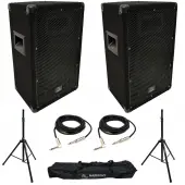 Harmony Audio HA-V15P 15" Pro DJ Passive 900W PA Speaker Pair with Tripod Speaker Stands &am...