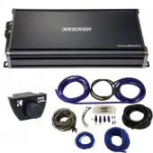 Kicker 43CXA18001 1800 Watt Car Audio Amplifier with Amp Kit & Bass Control Knob