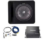 Kicker 43VCWR122 12" CompR Enclosure w/ 43CXA6001 Amplifer & Amplifier Kit