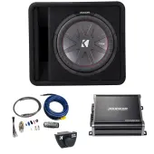 Kicker 43VCWR122 12" CompR Enclosure w/ 43CXA6001 Amplifer Bass Knob & Amp Kit