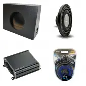 Universal Regular Standard Cab Truck Harmony F124 Single 12" Rhino Coated Sub Box & CXA400.1