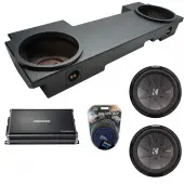 Compatible with 2002-2013 Cadillac Escalade EXT Underseat Kicker CompR CWR12 Dual 12 Rhino Coated Sub Box Enclosure & CX1200.1 Amp