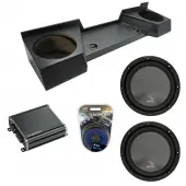 2007-2013 Chevy Silverado Ext Cab Truck Harmony R124 Dual 12" Rhino Coated Sub Box & CXA400.1