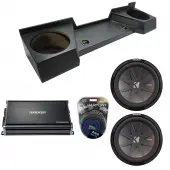 Compatible with 2007-2013 Chevy Silverado Ext Cab Truck Kicker CompR CWR12 Dual 12" Rhino Coated Sub Box Enclosure & CX1200.1 Amp