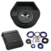 Universal Replacement Spare Tire Alpine SWT-10S2 Single 10 Sub Box with S2-A60M Amplifier & 4GA Amp Kit
