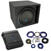 Universal Car Stereo Slotted S Port Single 10" Alpine Type S S-W10D4 Sub Box Enclosure with S2-A60M Amplifier & 4GA Amp Kit