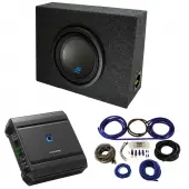 Universal Regular Standard Cab Truck Alpine Type S S-W10D4 Single 10" Sub Box Enclosure with S2-A60M Amplifier & 4GA Amp Kit