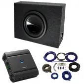 Universal Regular Standard Cab Truck Alpine SWT-10S2 Single 10" Sub Box Enclosure with S2-A60M Amplifier & 4GA Amp Kit