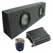 Universal Regular Standard Cab Truck Harmony A102 Dual 10" Loaded Sub Box Bundle with Kicker CXA800.1 Amp & Install Kit