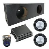 Universal Regular Standard Cab Truck Harmony A122 Dual 12" Rhino Coated Sub Box & CXA800.1 Amp