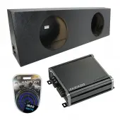 Universal Regular Standard Cab Truck Harmony F124 Dual 12" Rhino Coated Sub Box & CXA800...