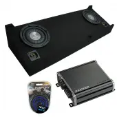 Compatible with 2007-2013 Chevy Silverado Crew Cab Truck Harmony F104 Dual 10" Loaded Sub Box Bundle with Kicker CXA800.1 Amp & Install Kit