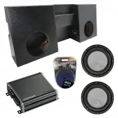 Compatible with 2005-2015 Toyota Tacoma Double Cab Truck Harmony A102 Dual 10" Rhino Coated Sub Box & CXA800.1