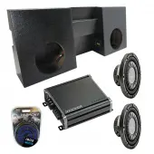 Compatible with 2005-2015 Toyota Tacoma Double Cab Truck Harmony F104 Dual 10" Rhino Coated Sub Box & CXA800.1
