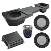 Compatible with 2002 - 2018 Dodge Ram Quad or Crew Harmony A102 Dual 10" Rhino Coated Sub Box & CXA800.1