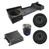 Compatible with 2007-2013 Chevy Silverado Ext Cab Truck Kicker CompVT CVT12 Dual 12" Rhino Coated Sub Box Enclosure & CXA800.1 Amp