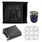 Kicker L7S12 Sub Ported Box with CXA800.1 Amp, White LED Grill & Install Kit