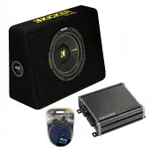 Kicker 44TCWC104 10" CompC Subwoofer Enclosure, CXA800.1 Amp & Install Kit