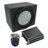 Universal Car Stereo Rearfire Sealed Single 12" Harmony A122 Loaded Sub Box Bundle with Kicker CXA800.1 Amp & Install Kit