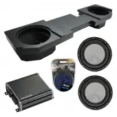 Compatible with 2002 - 2018 Dodge Ram Quad or Crew Harmony A122 Dual 12" Rhino Coated Sub Box & CXA800.1