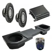 Compatible with 2002 - 2018 Dodge Ram Quad or Crew Harmony F124 Dual 12" Rhino Coated Sub Box & CXA800.1