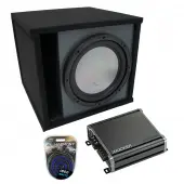 Universal Car Stereo Paintable Ported 12" Harmony A122 Loaded Sub Box Bundle with CXA800.1 Amp & Install Kit