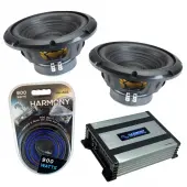 Alpine (2) W10S4 Car Audio BassLine Sub  500W 10" Subwoofer Bundle with Harmony HA-A400.1 Amplifier & Amp Kit