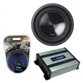 Alpine SWT-10S2 Car Audio SWT Series Sub 700W Shallow Subwoofer Bundle with Harmony HA-A400.1 Amplifier & Amp Kit