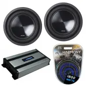 Alpine (2) SWT-10S4 Car Audio SWT Series Sub 700W Shallow Subwoofer Bundle with Harmony HA-A800.1 Amplifier & Amp Kit