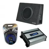 Alpine SBT-S10V Car Audio TRUCK Series Loaded 10" Ported Sub Box Bundle with Harmony HA-A400.1 Amplifier & Amp Kit